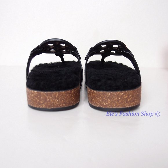 NIB Tory Burch Miller Cloud Shearling Leather Sandal Black US 8.5. Brand new - Picture 15 of 16